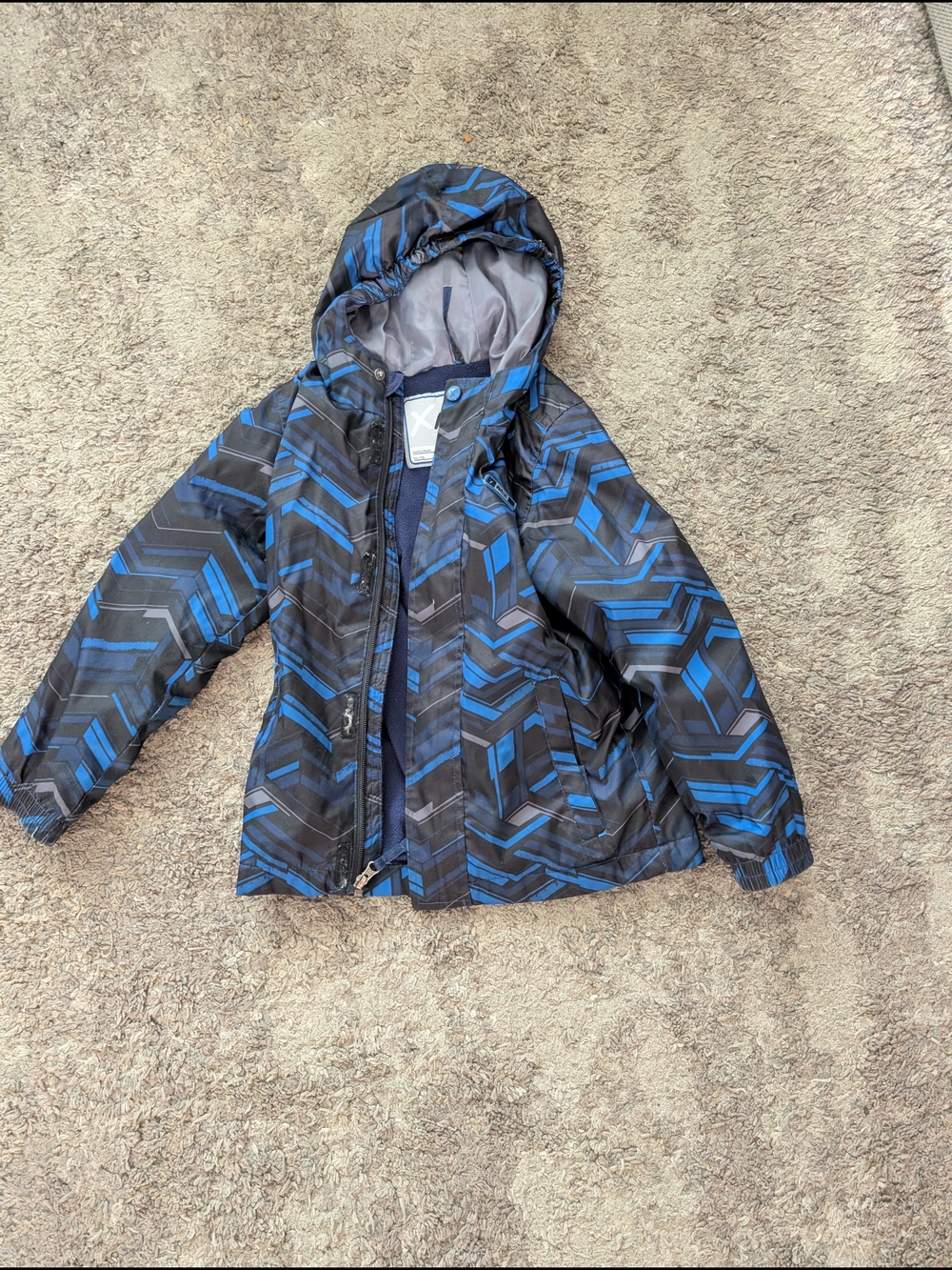 Kids Blue & Black Hooded Winter Jacket